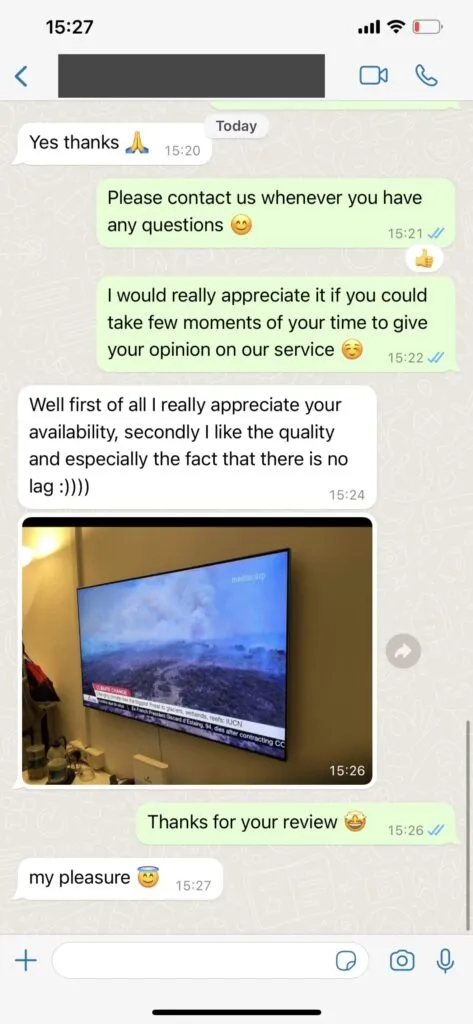 Asistencia y activación de suscripción IPTV por WhatsApp